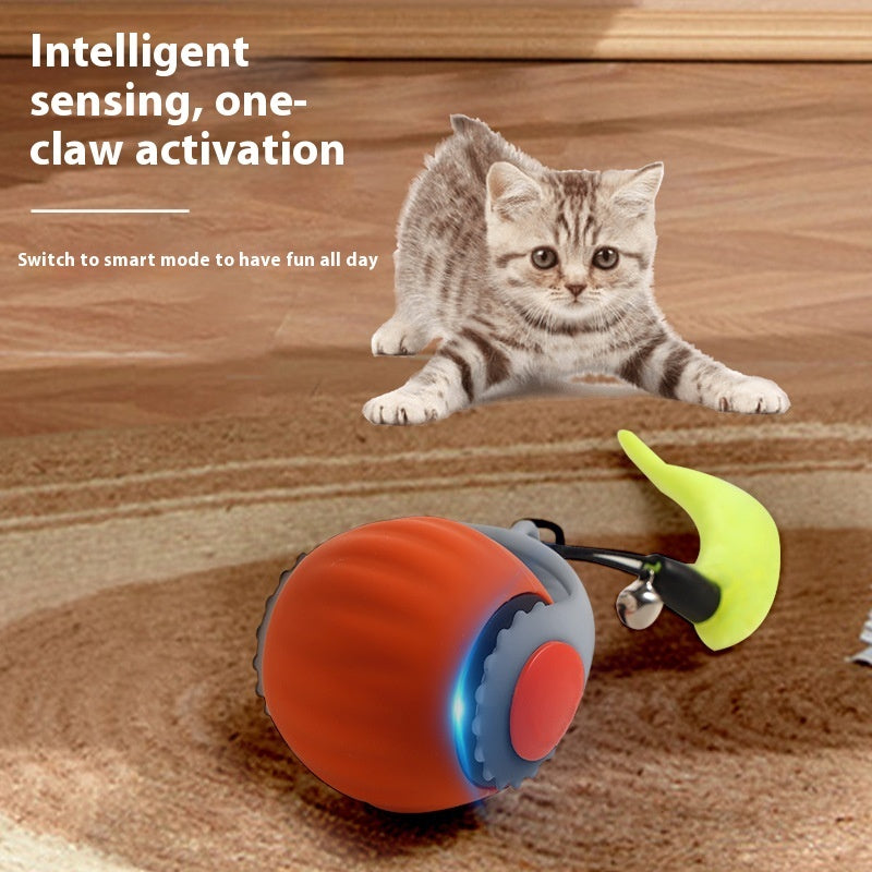 Automatic rolling cat ball with intelligent sensing, designed for indoor cats to encourage play and activity.
