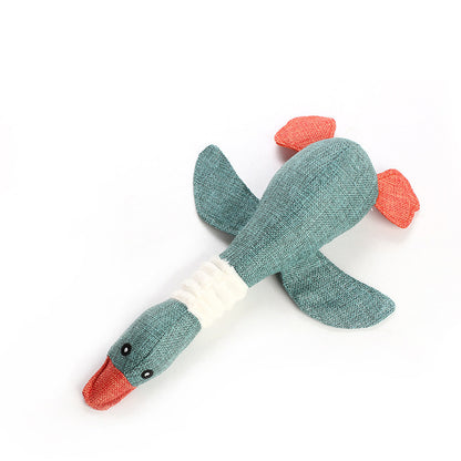 Interactive Plush Squeaky Dog Toy for Dogs in the shape of a duck, perfect for playtime and cuddling.