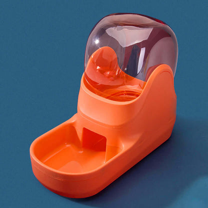 automatic pet water fountain in bright orange color, designed for pets to enjoy drinking easily.