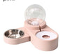 Automatic dog water bowl with stainless steel bowl in pink, designed for easy water refills and pet hydration.