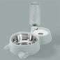 Automatic dog water bowl featuring a stainless steel bowl with a refillable bottle in a vintage blue color.