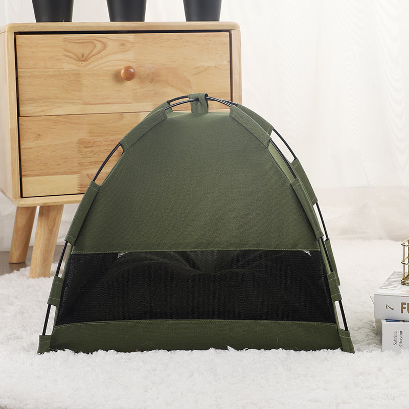 Cat tent cooling mat in green, designed for pet comfort and easy cleaning, perfect for indoor cats and dogs.