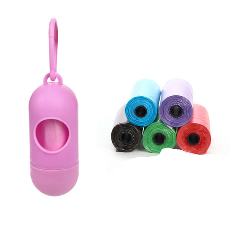 Pet Trash Bag Dog Poop Bags For Waste Refuse Cleanup in pink with colorful rolls for easy pet waste disposal.