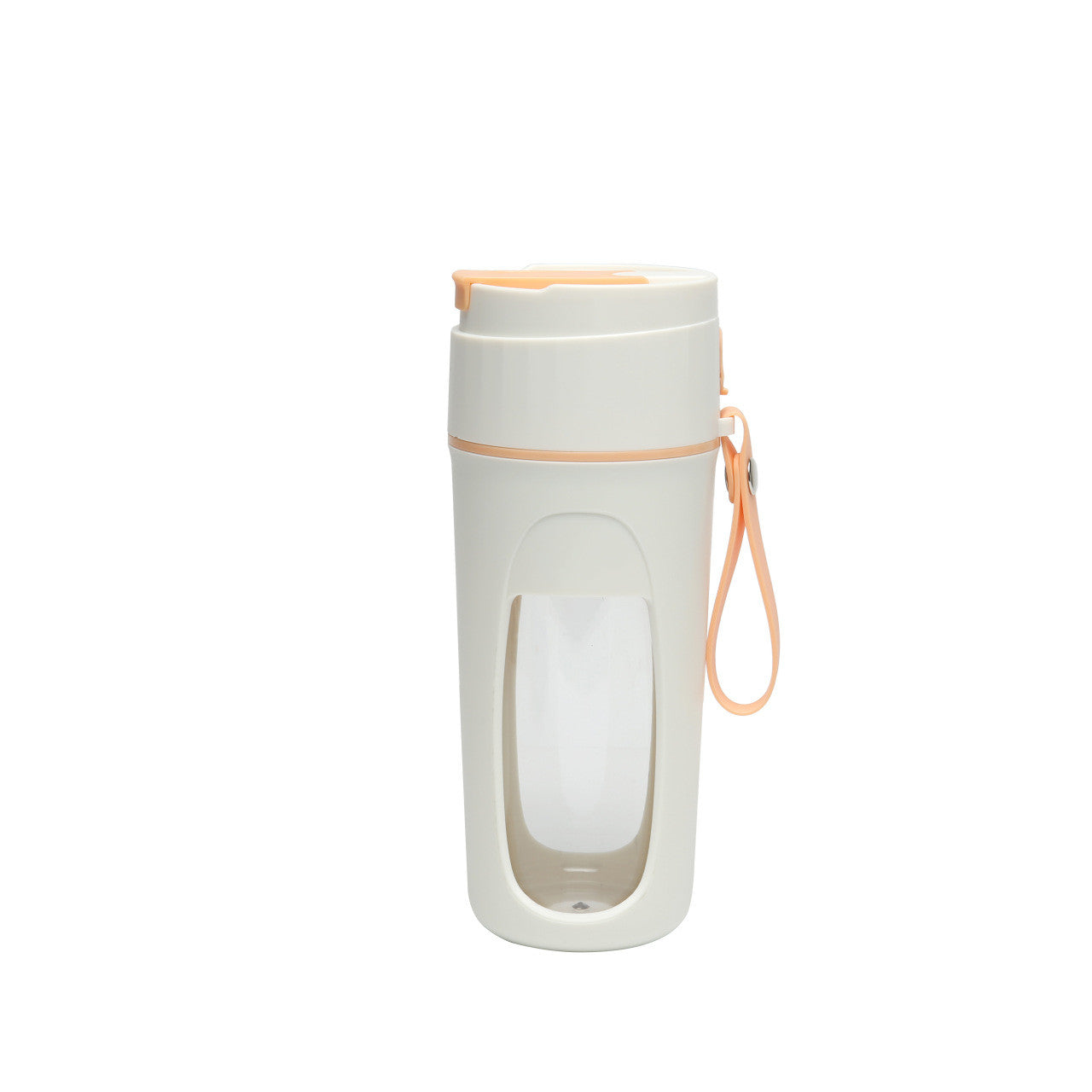 Portable USB Blender Cup for Smoothies & Juices with stylish design and pomegranate background.