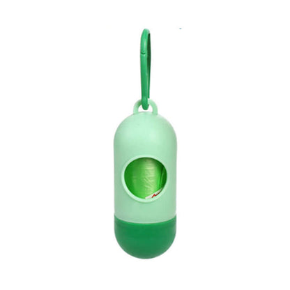 Pet Trash Bag Dog Poop Bags For Waste Refuse Cleanup holder in green color with original trash bag inside.