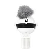 Interactive electronic cat toy in use, providing engagement and playtime for a curious cat.