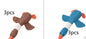 Interactive plush squeaky dog toy in brown and blue, ideal for dogs to play and cuddle.