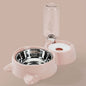 Automatic dog water bowl featuring a stainless steel bowl with a refillable bottle in a vintage blue color.
