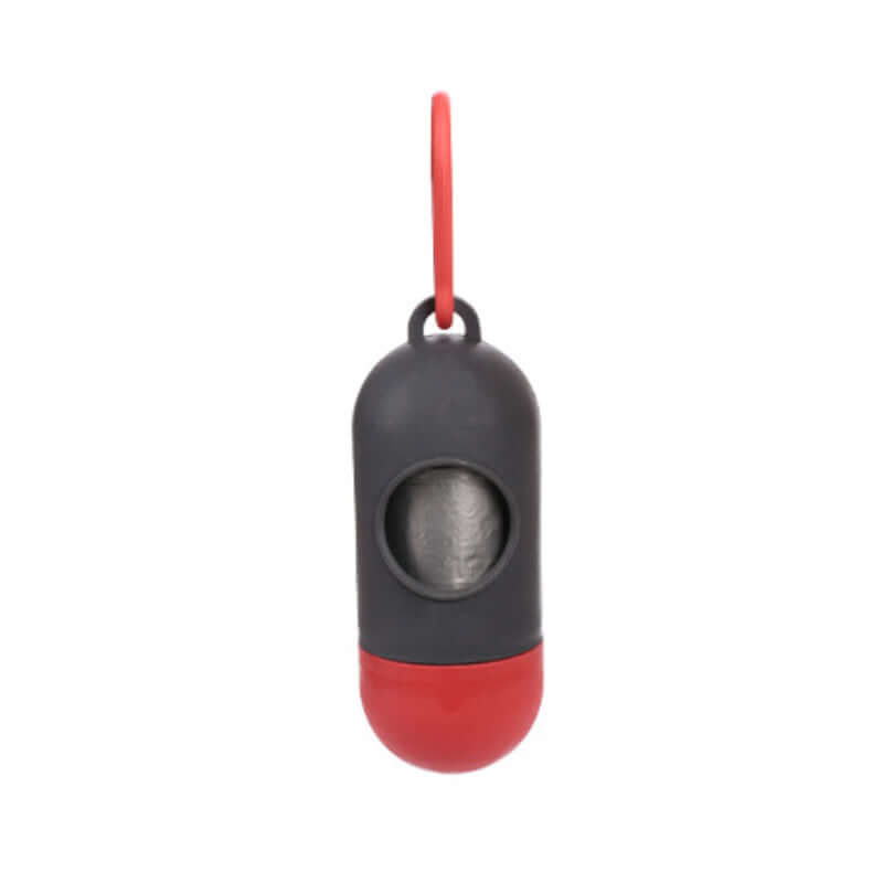 Pet Trash Bag Dog Poop Bags For Waste Refuse Cleanup in red and black color hanging dispenser.