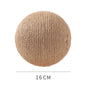 Sisal vertical cat toy featuring a cat playing with a round sisal ball on a wooden stand, promoting feline activity.