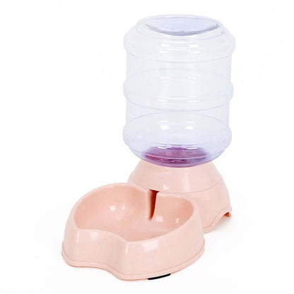 Automatic dog water bowl featuring a stainless steel bowl with a refillable bottle in a vintage blue color.