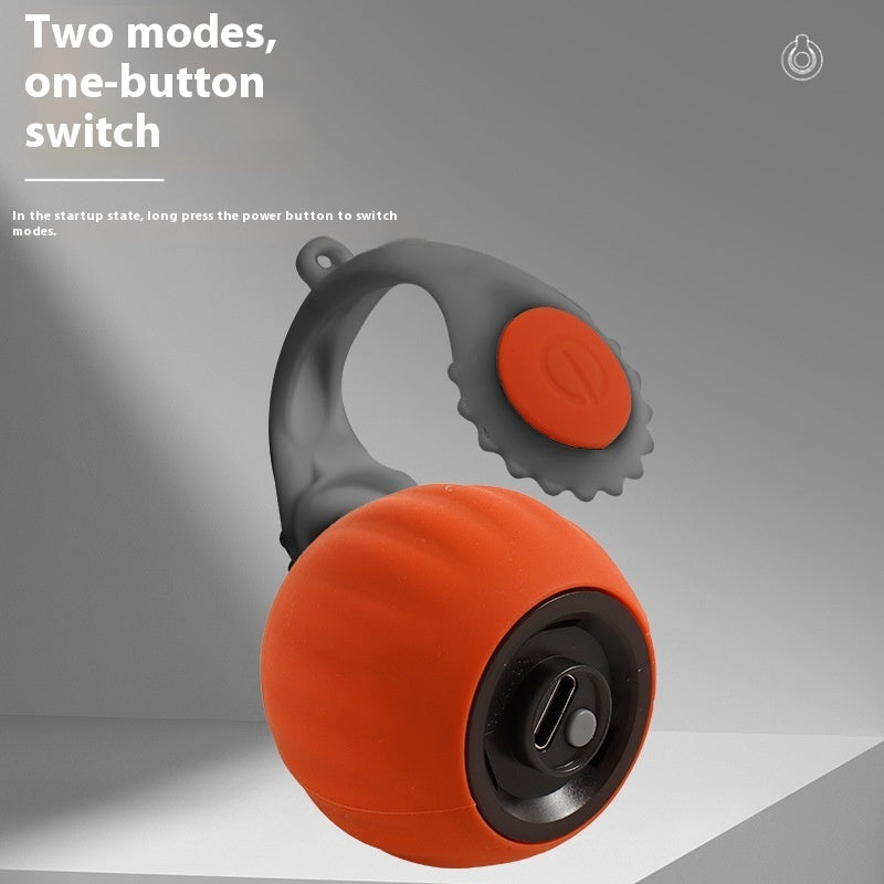 Automatic rolling cat ball with two modes and one-button switch in vibrant orange color.