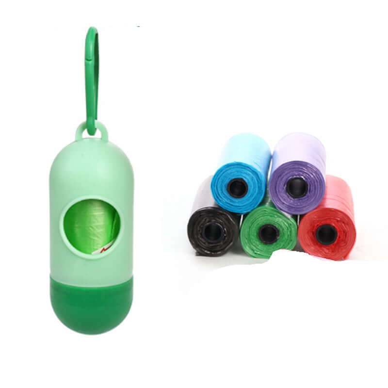 Pet Trash Bag Dog Poop Bags For Waste Refuse Cleanup in light green and assorted colors.