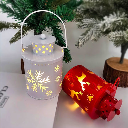 LED Christmas candle lanterns in festive designs, perfect for holiday decoration and creating a warm ambiance.