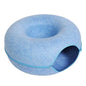 Gray felt cat tunnel bed, cozy pet cave made of natural felt material, ideal for cat relaxation and play.