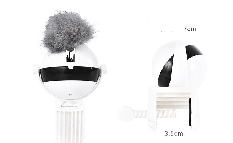 Interactive electronic cat toy in use, providing engagement and playtime for a curious cat.