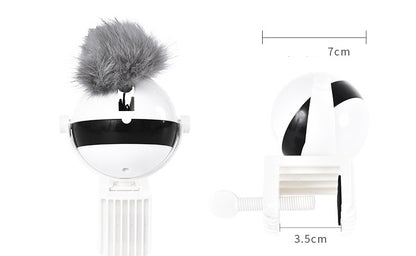 Interactive electronic cat toy in use, providing engagement and playtime for a curious cat.