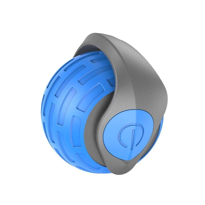Automatic rolling cat ball designed for interactive play with a blue and gray color scheme.