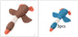 Interactive plush squeaky dog toy in brown and blue, ideal for dogs to play and cuddle.
