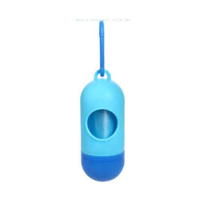 Pet Trash Bag Dog Poop Bags For Waste Refuse Cleanup in light blue color holder with hanging loop.