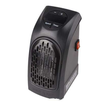 PTC ceramic space heater control panel and heater unit with adjustable settings for temperature and wind speed.