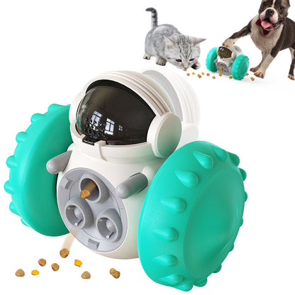Interactive slow feeder dog toy designed for fun feeding, featuring an intelligent robot tumbler and balance system.