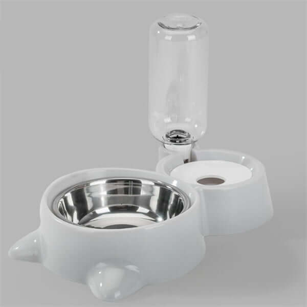 Automatic dog water bowl featuring a stainless steel bowl with a refillable bottle in a vintage blue color.