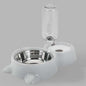 Automatic dog water bowl featuring a stainless steel bowl with a refillable bottle in a vintage blue color.