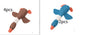 Interactive plush squeaky dog toy in brown and blue, ideal for dogs to play and cuddle.