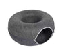 Gray felt cat tunnel bed, cozy pet cave made of natural felt material, ideal for cat relaxation and play.