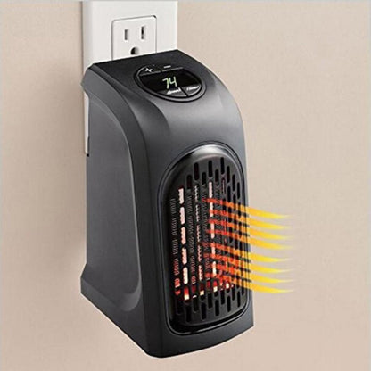 PTC ceramic space heater control panel and heater unit with adjustable settings for temperature and wind speed.
