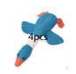 Interactive plush squeaky dog toy in brown and blue, ideal for dogs to play and cuddle.