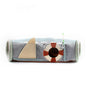 Foldable cat tunnel bed designed with a ship theme and sisal scratching area, perfect for playful cats.