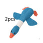 Interactive plush squeaky dog toy in brown and blue, ideal for dogs to play and cuddle.