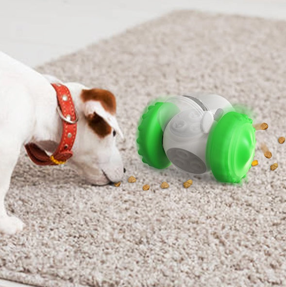 Interactive slow feeder dog toy designed for fun feeding, featuring an intelligent robot tumbler and balance system.