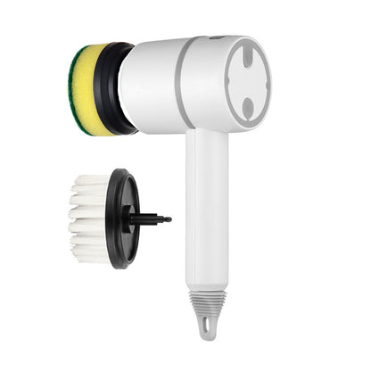 automatic electric cleaning brush with interchangeable heads for effective cleaning in kitchen and bathroom surfaces