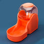 Automatic pet water fountain in bright orange color with a transparent dome and user-friendly design.