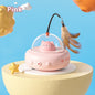 Electric cat teaser toy with natural feathers and laser for interactive play, features automatic obstacle avoidance.