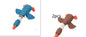 Interactive plush squeaky dog toy in brown and blue, ideal for dogs to play and cuddle.