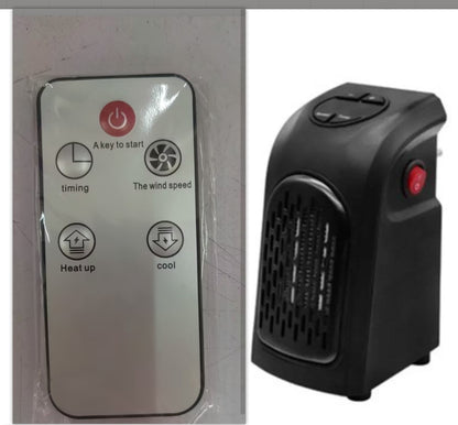 PTC ceramic space heater control panel and heater unit with adjustable settings for temperature and wind speed.