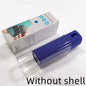 Portable mobile phone screen cleaner set in use, featuring microfiber wipe and cleaning fluid in a compact design.