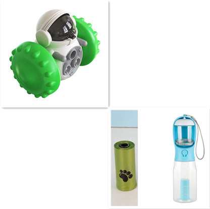 Interactive slow feeder dog toy designed for fun feeding, featuring an intelligent robot tumbler and balance system.