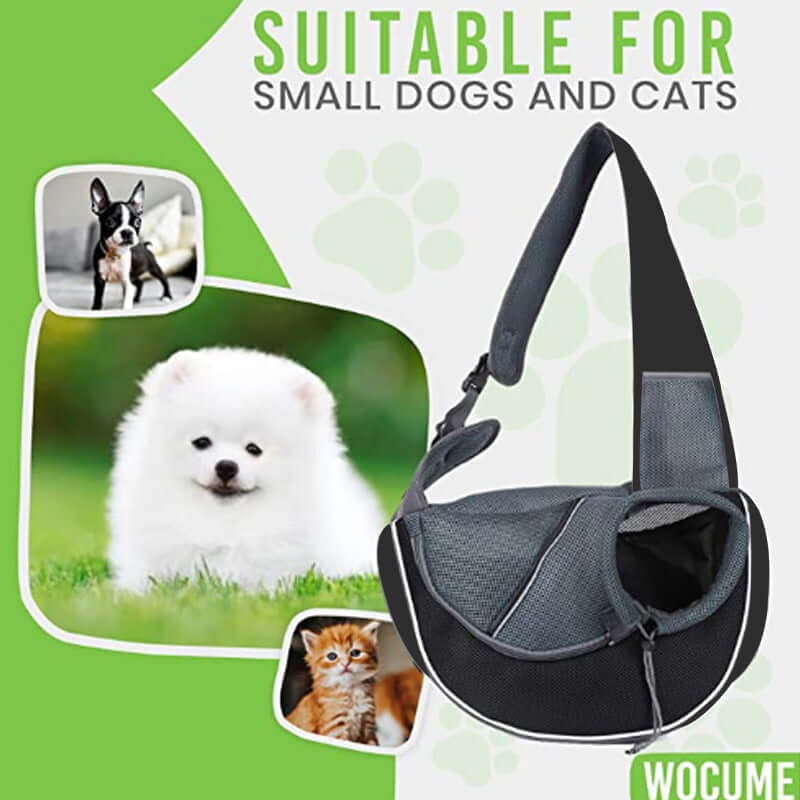 pet crossbody carrier bag suitable for small dogs and cats with breathable design and comfortable strap