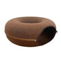 Gray felt cat tunnel bed, cozy pet cave made of natural felt material, ideal for cat relaxation and play.