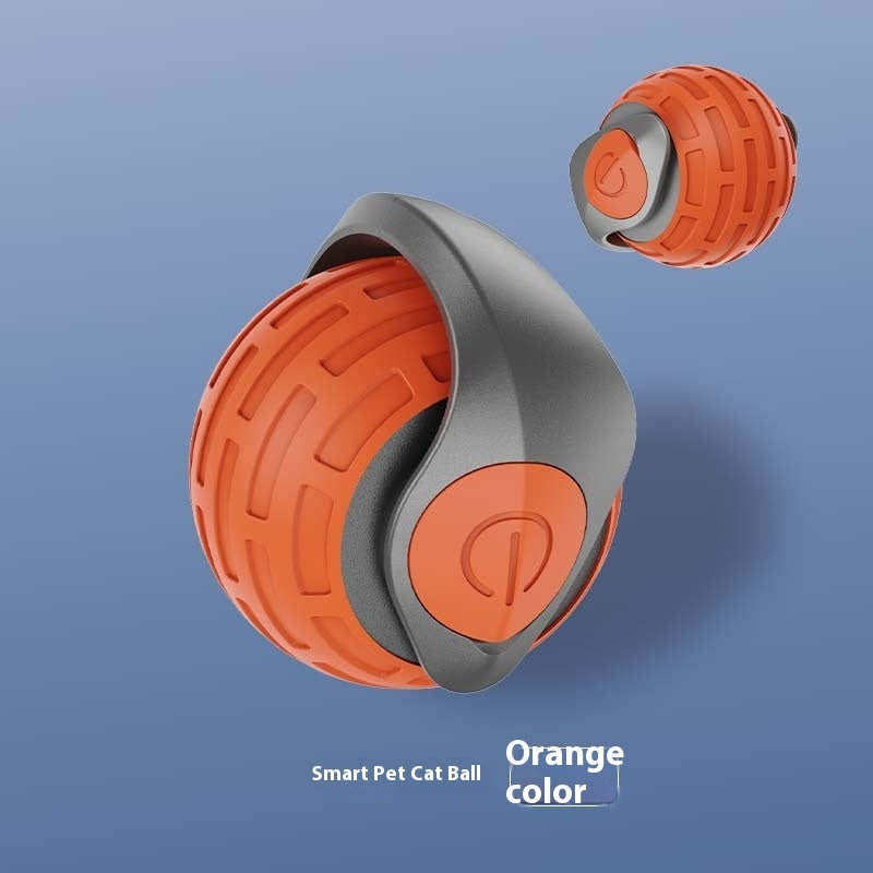 automatic rolling cat ball in orange color designed for interactive cat play
