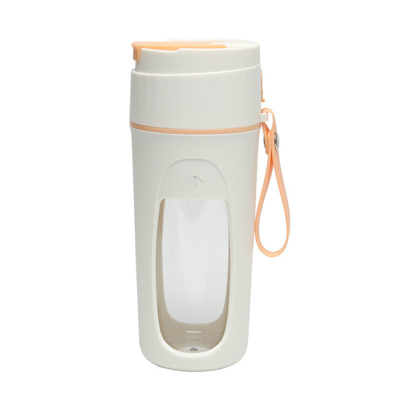 Portable USB Blender Cup for Smoothies & Juices with stylish design and pomegranate background.