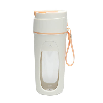 Portable USB Blender Cup for Smoothies & Juices with stylish design and pomegranate background.