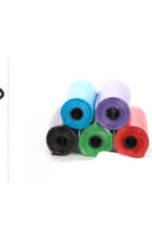 Pet Trash Bag Dog Poop Bags For Waste Refuse Cleanup available in five colors, showcasing the product's design and size.