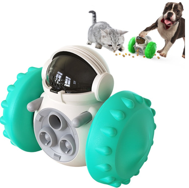 Interactive slow feeder dog toy designed for fun feeding, featuring an intelligent robot tumbler and balance system.