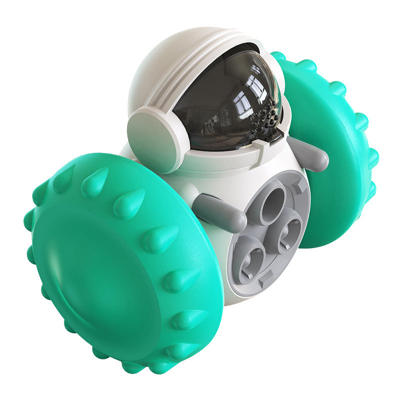 Interactive slow feeder dog toy designed for fun feeding, featuring an intelligent robot tumbler and balance system.